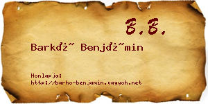 Barkó Benjámin névjegykártya