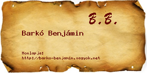 Barkó Benjámin névjegykártya